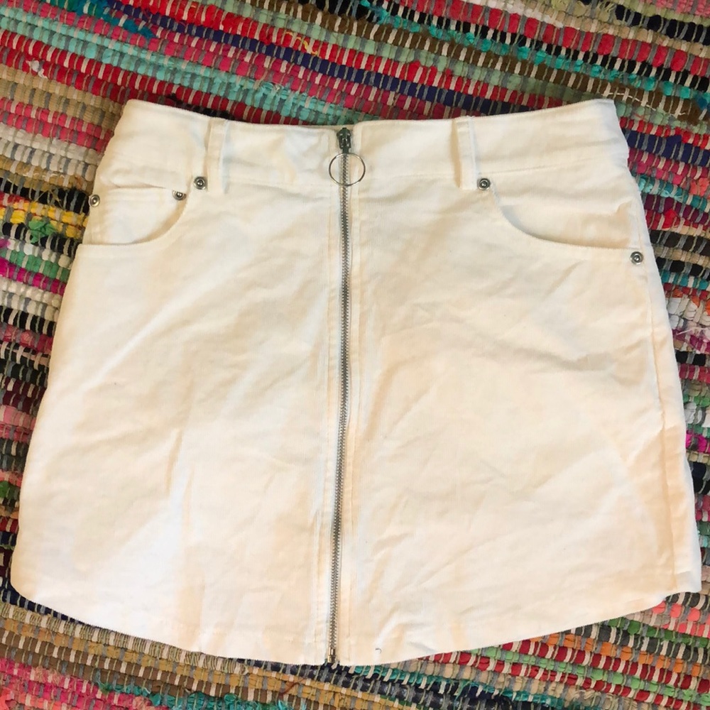 White mini skirt